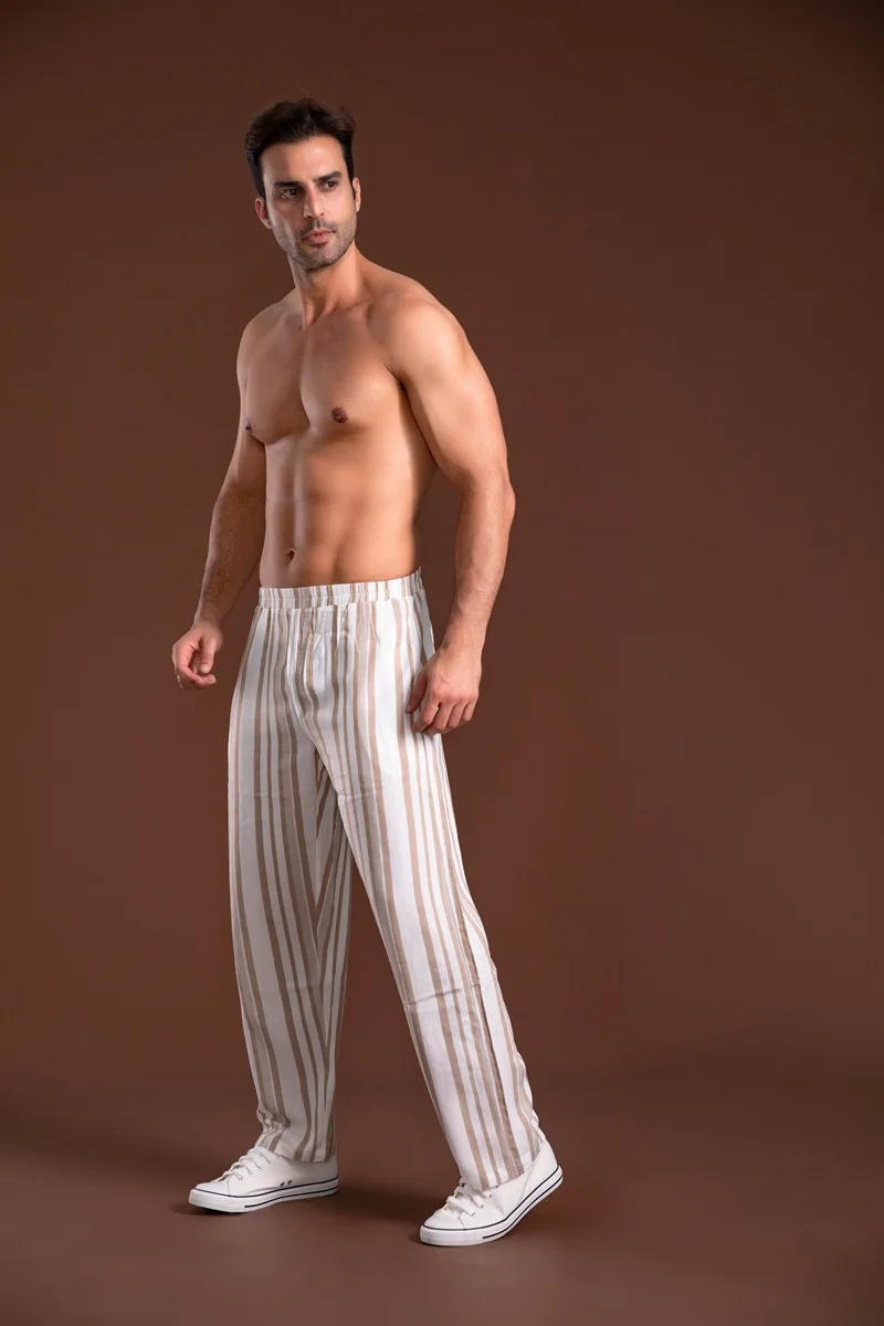 pink silk pajamas Mens Pajama Pants Casual Home Suit Sleep Bottoms Stripe Wear Outside Thin Man Trousers Loose Breathable Big Size Cp Pyjama Pants black pajama pants