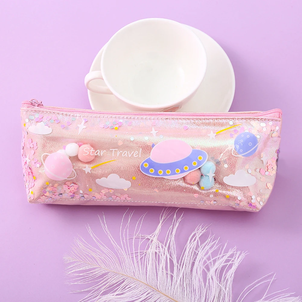 Simple Transparent Mesh Pencil Pouch Office School Pen Case Bag Nylon Zipper Pencil Bag Stationery Kawaii Bag