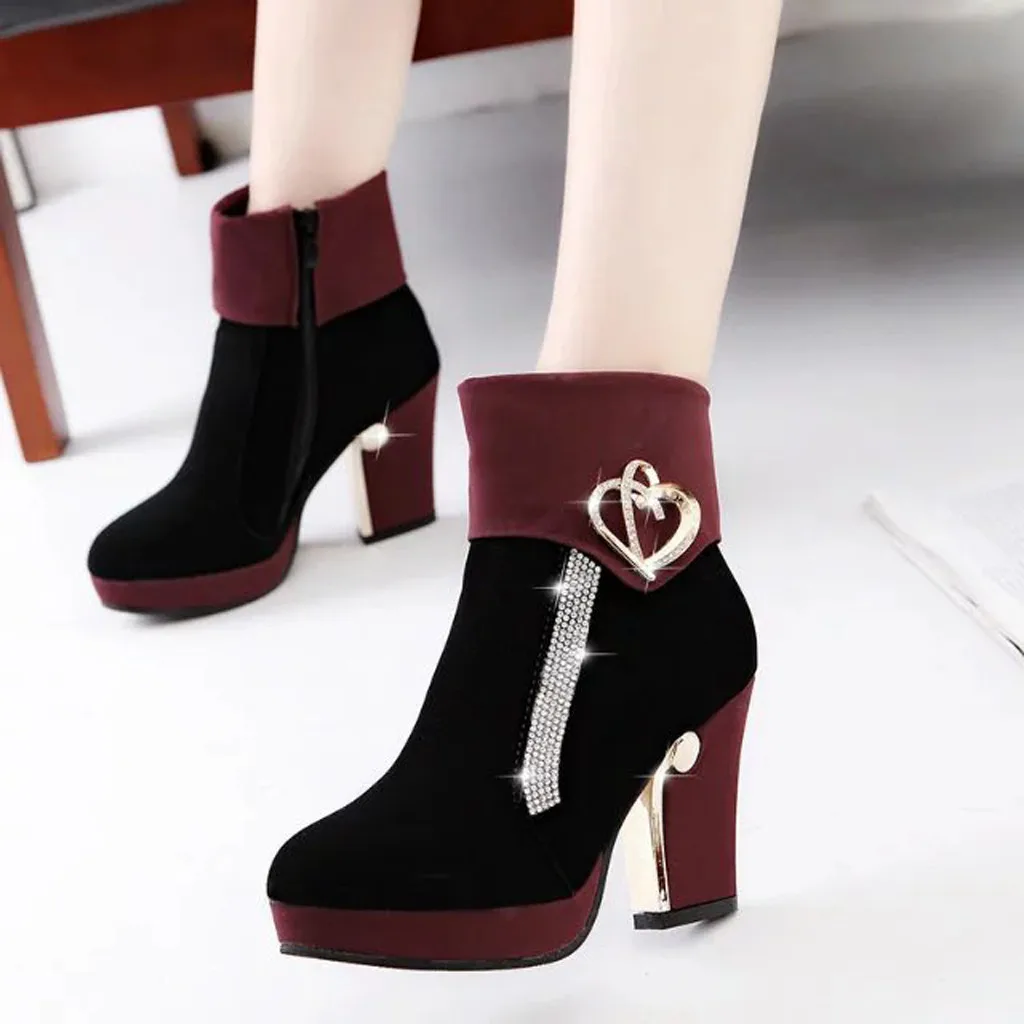 

2019 Crystal Elegant Boots Women Winter Shoes Super High Heel Ankle Boots Female Platform Boots Casual Shoes Botines Mujer