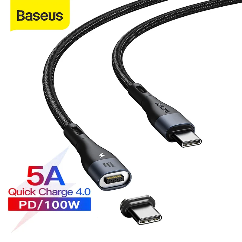 Baseus 100 Вт Магнитный зарядный кабель Быстрая зарядка USB C к Type для Xiaomi Redmi Note быстрое