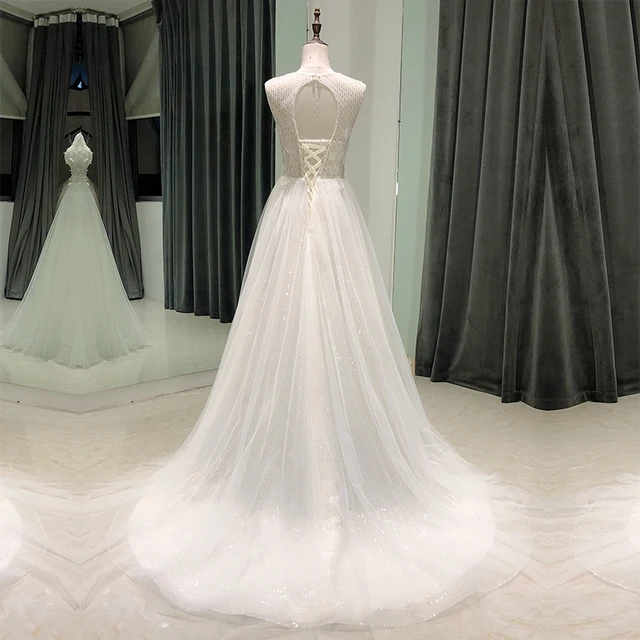 SL-8082 jurken zomer 2020 wedding dress sequin simple elegant boho beach cheap longue femme fluide pretty vestido novia civil 2