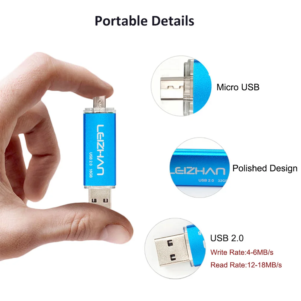 OTG USB флеш накопитель USB2.0 и Micro 128 Гб 64 ГБ 32 16 8 4 для компьютера планшета смартфона