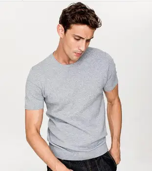 

NEW Top quality Men Solid color Short sleeve O-neck T-shirt blue grey red AN z02