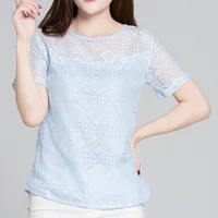 Nouveaux vêtements en mousseline de soie pour femmes, chemisier en dentelle Crochet chemises coréennes pour dames Blusas Tops chemise blanche Blouses slim fit Tops 3