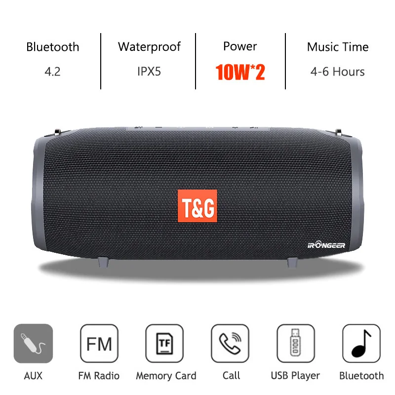 Беспроводной Bluetooth динамик Портативная колонка Открытый водонепроницаемый с FM