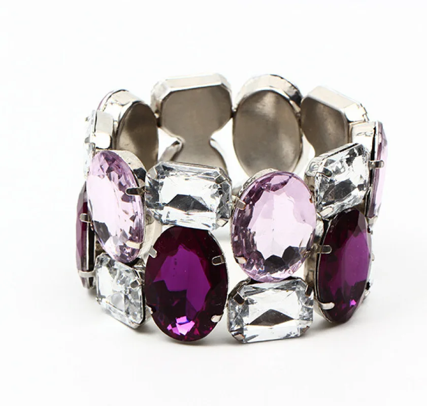 Bangle Bracelet Crystal Bracelets Womens Wide Elastic Shiny Colorful Crystal Glass