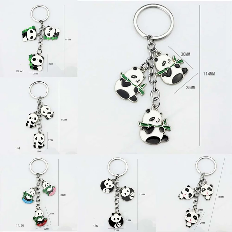 Panda Key Chain New Cute Panda Keychain For Bag Car Key Ring Tourism Souvenir Gifts Key Chains Holder Silver Trinket Jewelry