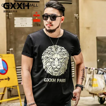 

Summer Personality Printing Leisure Fat Man Big size Short Sleeve T Shirt Male Plus Fat Plus Large Size Fat Clothes super