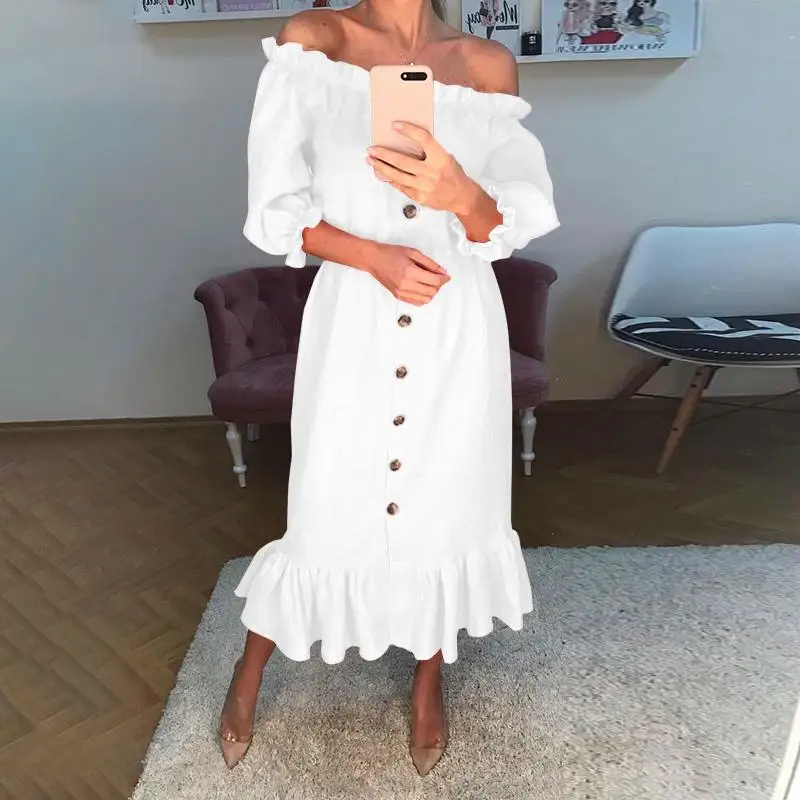 VONDA вечерние платья для женщин, летний сарафан с открытыми плечами, Vestidos, женское богемное длинное платье с рукавом-бабочкой размера плюс