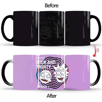 

1Pcs New 350ml Cartoon Magic Rick and Morty Morning Milk Coffee Ceramic Cups Color Changing Mugs Best Gift for Children Friends