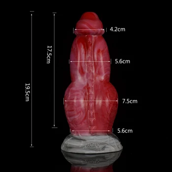 FAAK New Dragon Wolf Dildo With Sucker 7.5cm Large Knot Thick Dog Penis Silicone Anal Plug For Women Men Erotic Sex Toys Shop 4