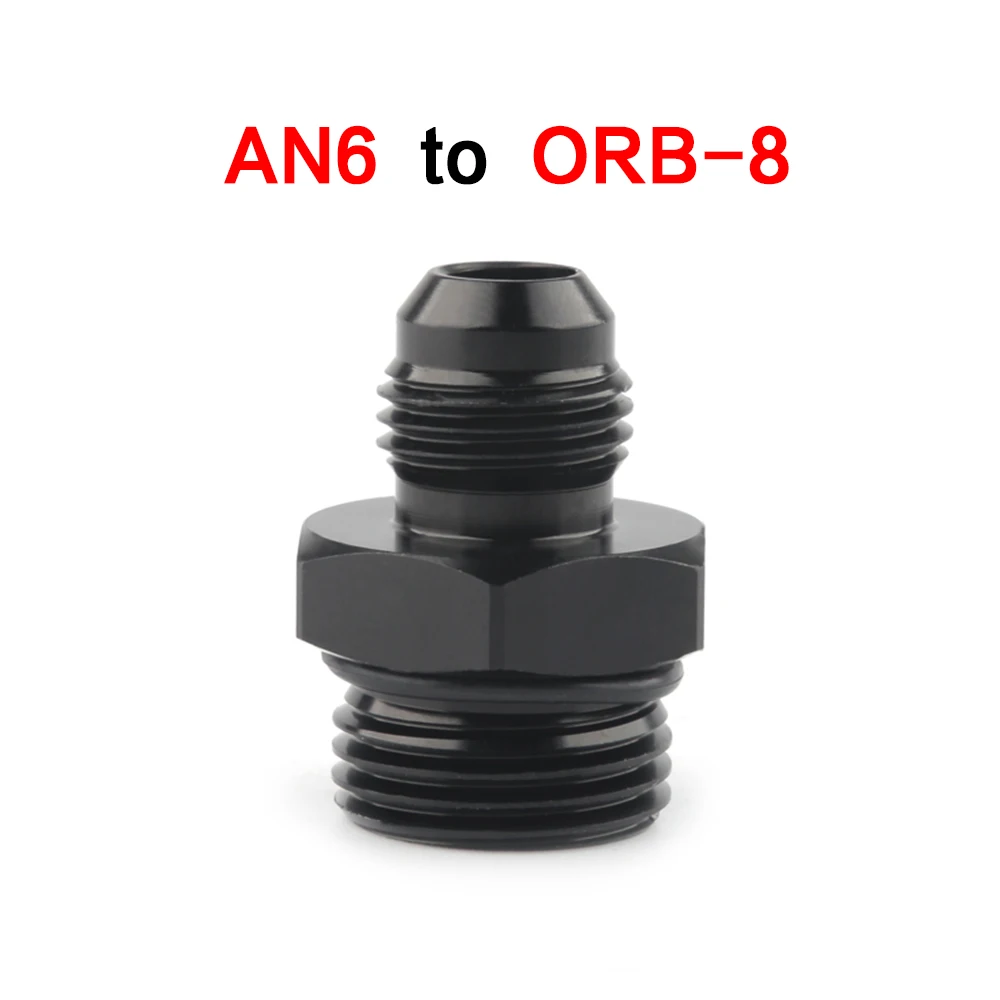 

ORB-8 O-ring Boss AN8 8AN to AN6 6AN Male Adapter Fitting Black 6061-T6 aluminum Specification : AN6 to ORB8