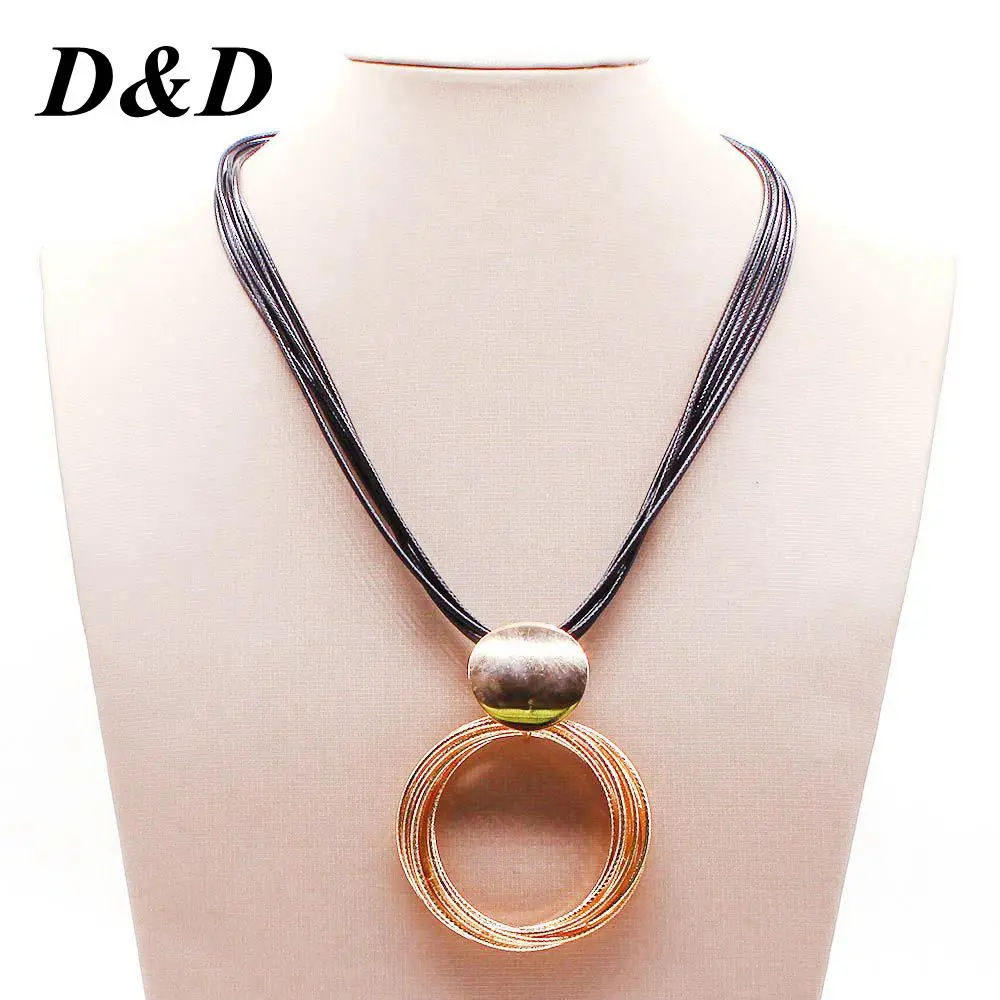 D& D Новые Модные металлические подвесные ожерелья для женщин Золотой геометрический Шарм ожерелье в виде цепи, ювелирные изделия оптом