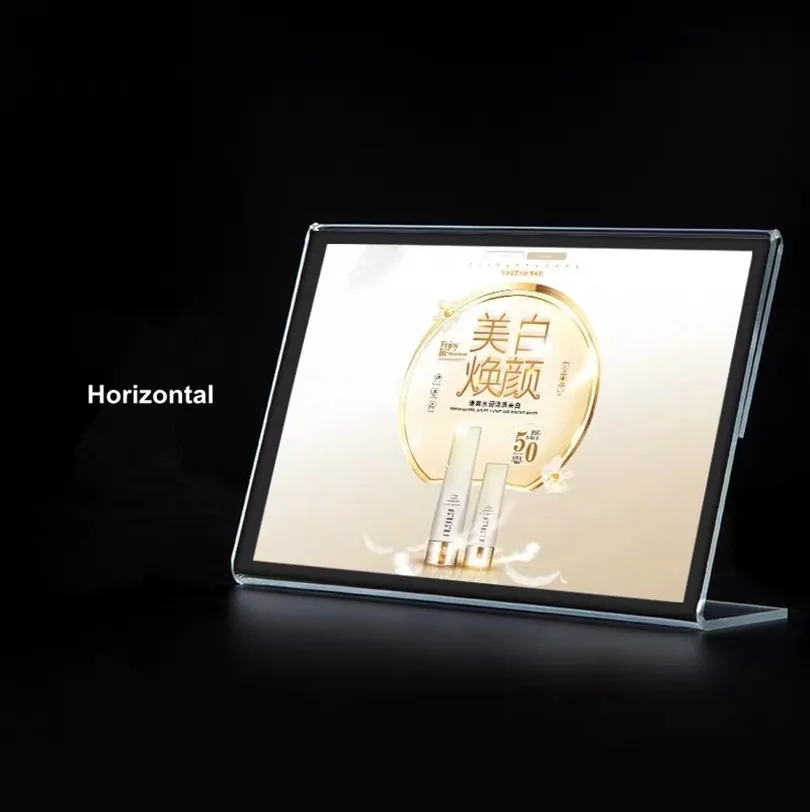 Horizontal A4 Vertical And Horizontal Acrylic Menu Holders Table Sign Holder Message Holders Flexible PVC Display Holders Photo Holders - Цвет: Horizontal