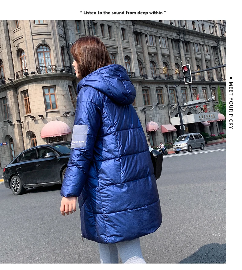 Orwindny уплотненная теплая длинная куртка водонепроницаемая зимняя куртка для женщин яркая поверхность женский пуховик хлопковая куртка пальто парки с капюшоном