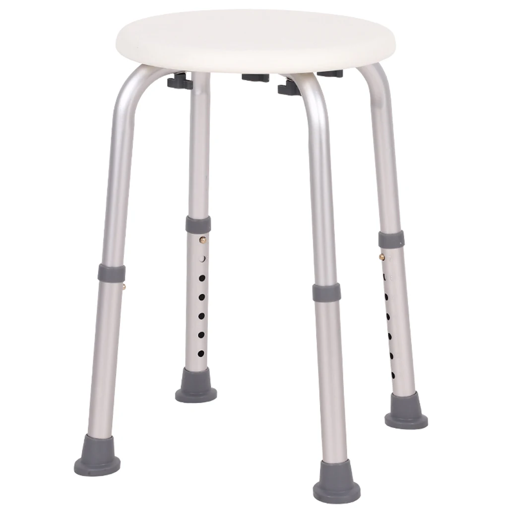 Adjustable Height Bath Stool Aluminum Alloy Bath Seat Anti-slip Shower Stool Chair For Elderly Handicap Home Bathroom Use