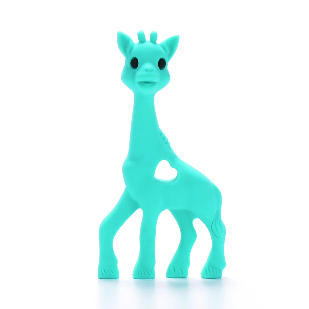 turquoise LOFCA детский силиконовый Прорезыватель в виде жирафа, детский Прорезыватель для зубов, подвесная игрушка в виде животного, не содержит бисфенол, жемчужное ожерелье с жирафом, детский Прорезыватель для зубов - Цвет: turquoise