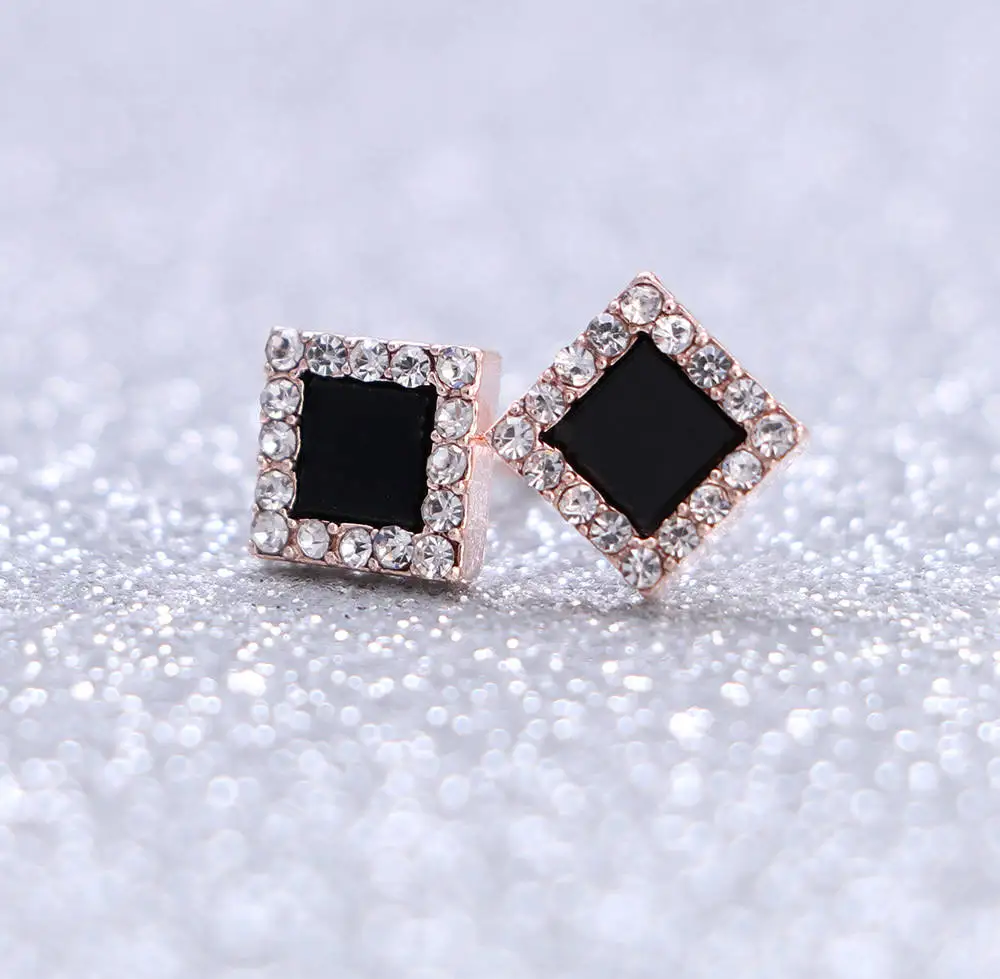 Square style 4 DREJEW маленькие серьги-гвоздики 925 с геометрическим сердцем и звездами с треугольником стразами для женщин на свадьбу и каждый день - Окраска металла: Square style 4