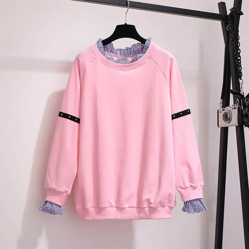 Розовый Осень-зима, Свитера большого размера бюста 149 см 4XL 5XL 6XL 7XL 8XL 9XL кофты цвета: черный, розовый, Белый и зеленый цвета - Цвет: Розовый