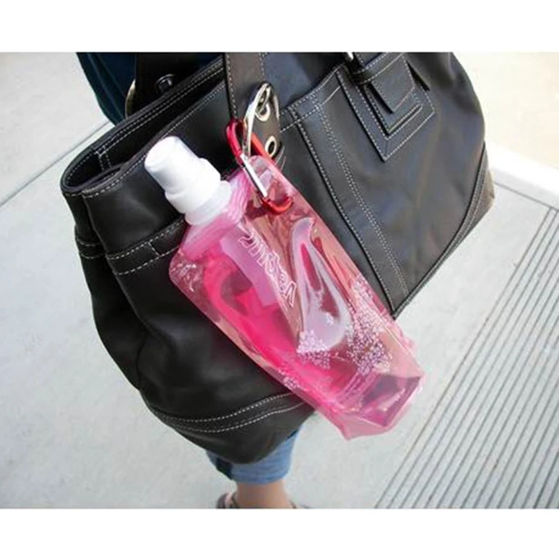 Portable Fashion 480ml Ultralight Foldable Flexible Water Bag Soft Flask Bottle Outdoor Sport Hiking Camping Water Bag