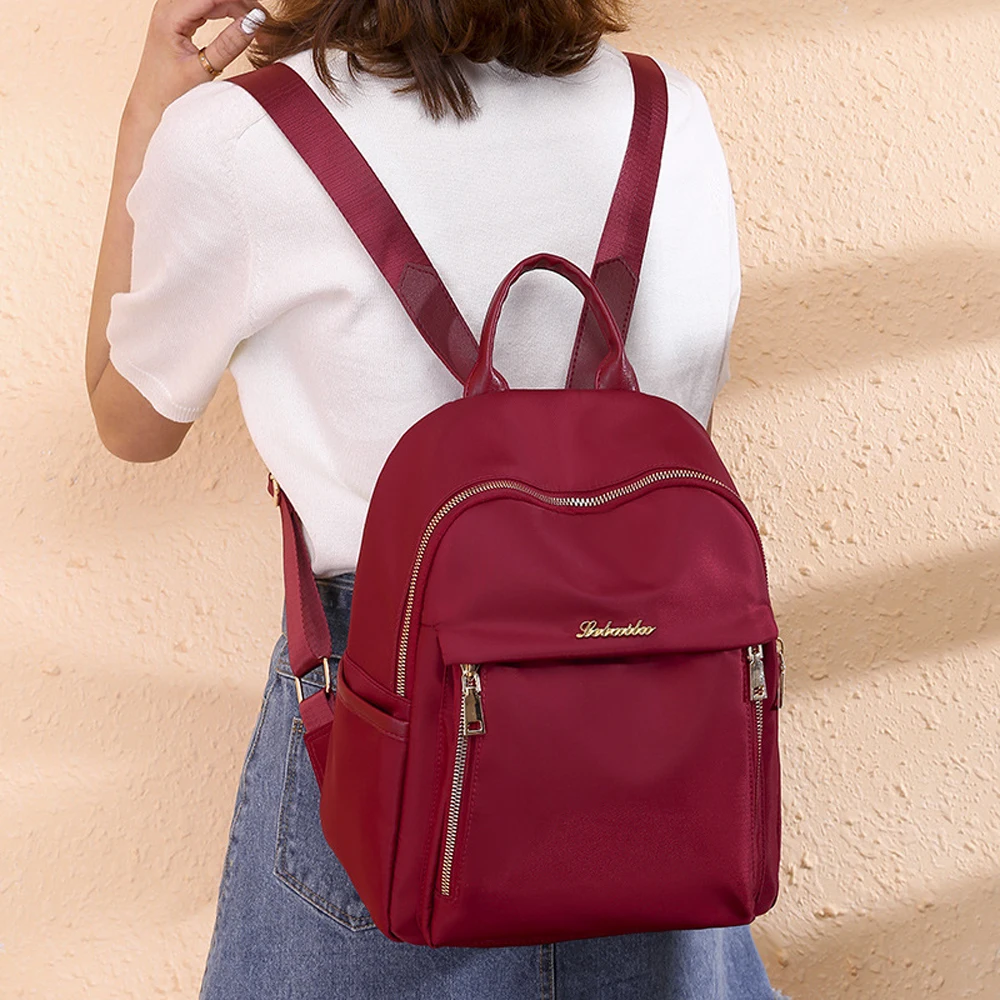Новинка, Модный женский рюкзак из ткани Оксфорд, Противоугонный Школьный рюкзак,, сумка на плечо, черный, красный