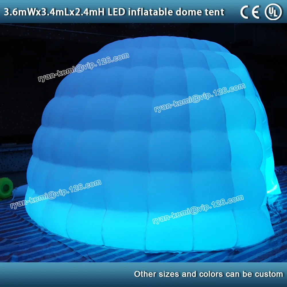 3.6 3.4 2.4m white small inflatable igloo tent for party wedding with color changing LED inflatable dome for outdoor events 5