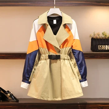 

2020 New Plus Size Women's Spring Autumn Long Trench Coat Casual Long Sleeve Windbreaker Loose Female outerwear тренч 3XL