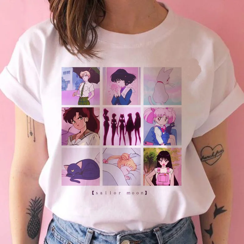 Сейлор Мун Футболка женская графическая kawaii Мультфильм Корейская одежда футболка гранж забавная японская harajuku футболка ulzzang Топ Футболка - Цвет: 1069