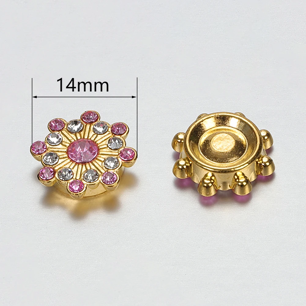50/100pcs 14mm Rhinestone Cabochons for DIY Jewelry Making Colorful Glass Crystal Core Gold Bezel Brooch Patch Decor Accessories