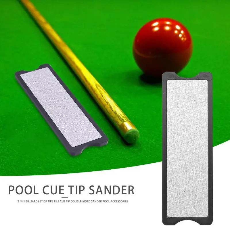 

3 in 1 Billiards Stick Tips File Polished Tools Portable Cue Tip Trimmers Double-sided Sander Pool Accessories