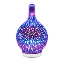 Humidificador de aire 3D Firework Glass, difusor de aceites esenciales con luz Led nocturna de 7 colores, máquina de niebla para hogar y oficina