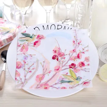 

20pcs 33*33cm Birds and cherry blossoms theme paper napkins serviettes decoupage decorated for wedding party virgin wood tissues