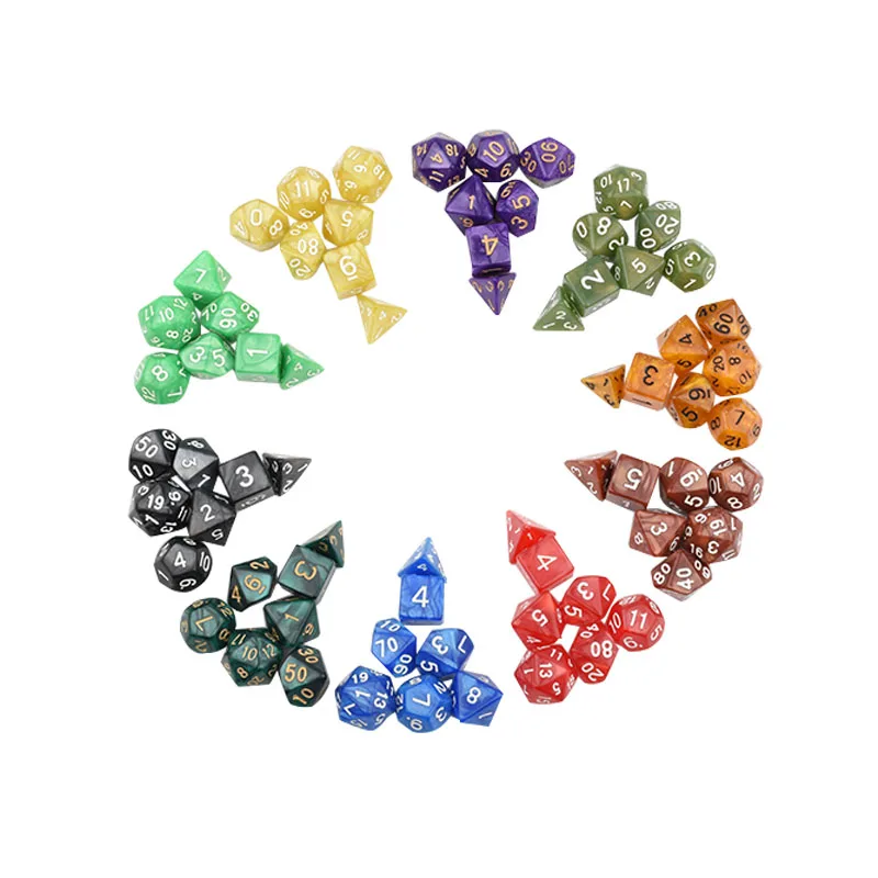 

10 Colors TRPG Dice Set D&D D4-D20 Multi Sided Lottery Board Games Dices Desktop Polyhedral Acrylic Plastic Toy Kit