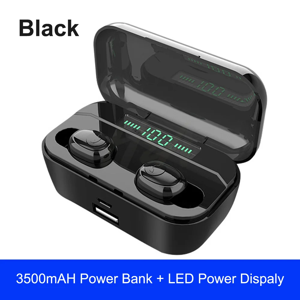 LED display Black Беспроводные наушники, Bluetooth наушники, игровая гарнитура, Спортивные Беспроводные наушники с зарядным устройством 3500 мАч, IPX7, водонепроницаемые - Цвет: LED display Black