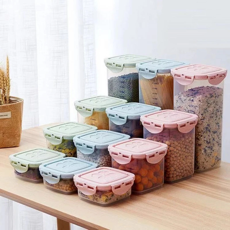 Кухонное Хранение продуктов коробка пластиковые запечатанные банки для круп зерна бак Герметичные Контейнеры случае закуски сухие товары банка для хранения