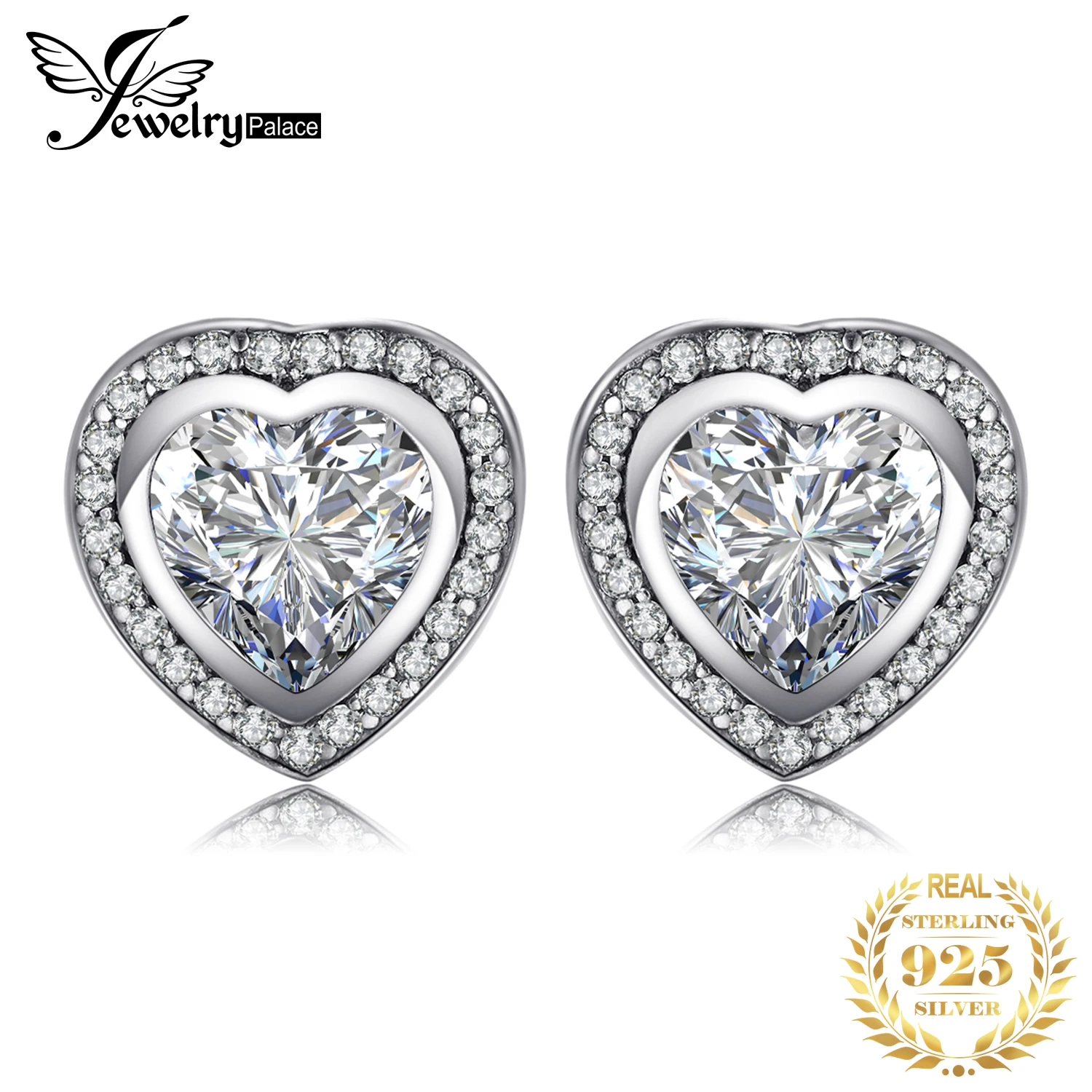 Jewelrypalace стерлингового серебра 925 только сердце серьги шпильки Свадебные для Для