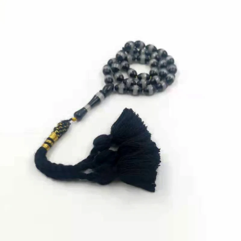 Tasbih-男性用の黒い樹脂ビーズ,イスラムのアクセサリー,手作りのオリエンタルジュエリー,ムバシャのギフト AliExpress