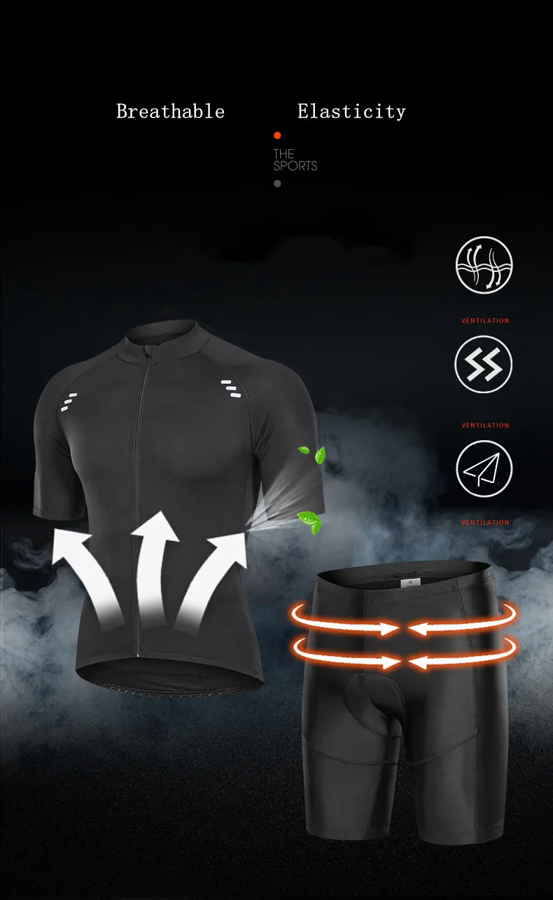 Летняя Высококачественная Мужская одежда для велоспорта Pro Team, черная дышащая быстросохнущая одежда для велоспорта с коротким рукавом