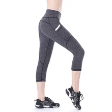 EAST HONG женские эластичные леггинсы для занятий йогой и бега, капри для фитнеса, спортивные штаны с карманами