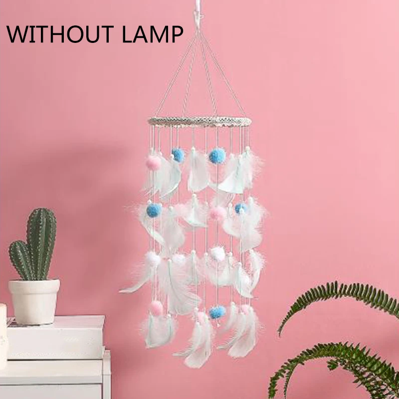 

Wind Chime Home Artificial Pearls Feather DIY Custom Hanging Wall Decorations