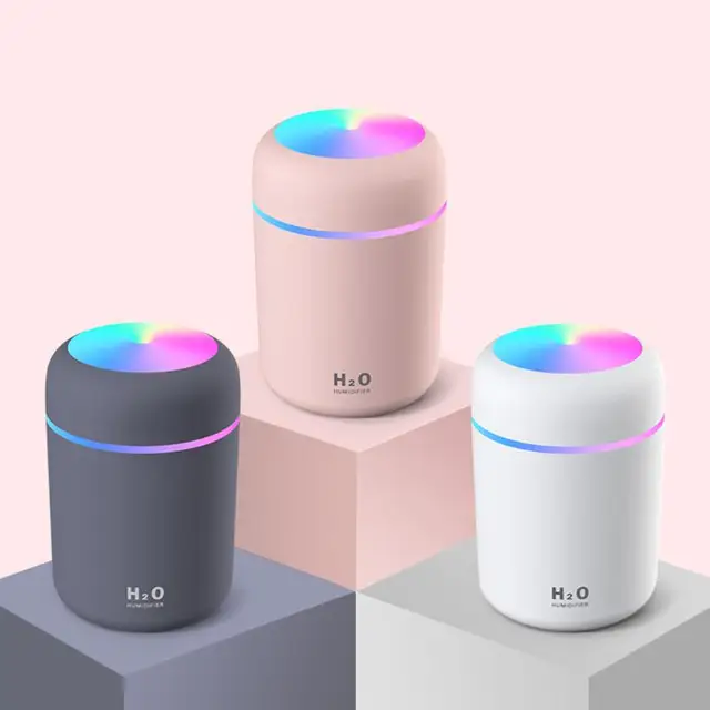 Portable 300ml humidificateur d'air électrique Usb diffuseur d'huile  d'arôme ultrasonique pulvérisateur de brume fraîche avec lumière colorée  pour voiture à la maison 