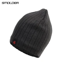 [SMOLDER] Снежный Узор, повседневные, для мужчин и женщин, двойные теплые вязаные шапочки, Зимняя шерстяная одноцветная шапка Skullies, шапка унисекс