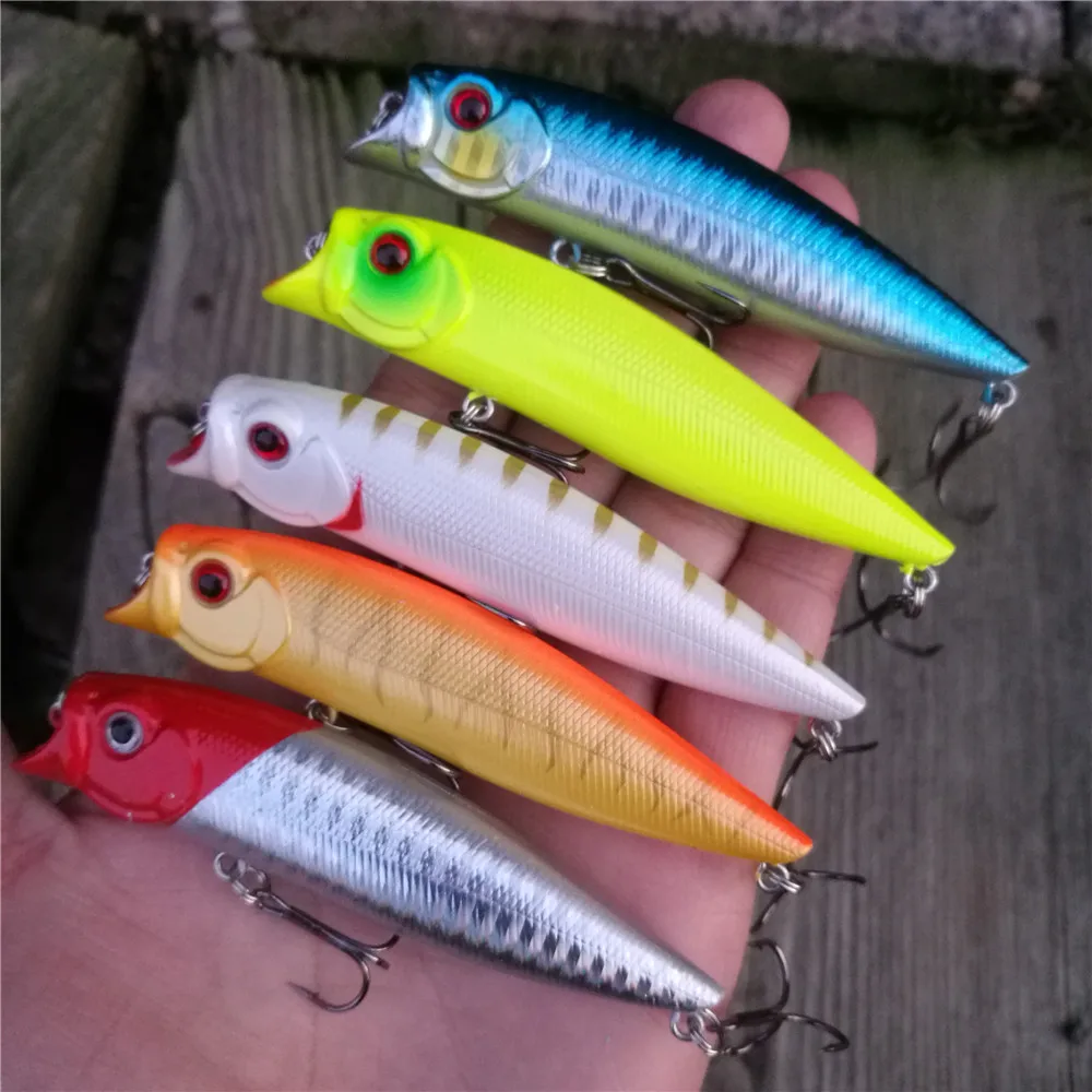 6pcs//lot Popper Fishing Lure CrankBait Topwater Bait Bass Wobbler Tackle 9cm//14g