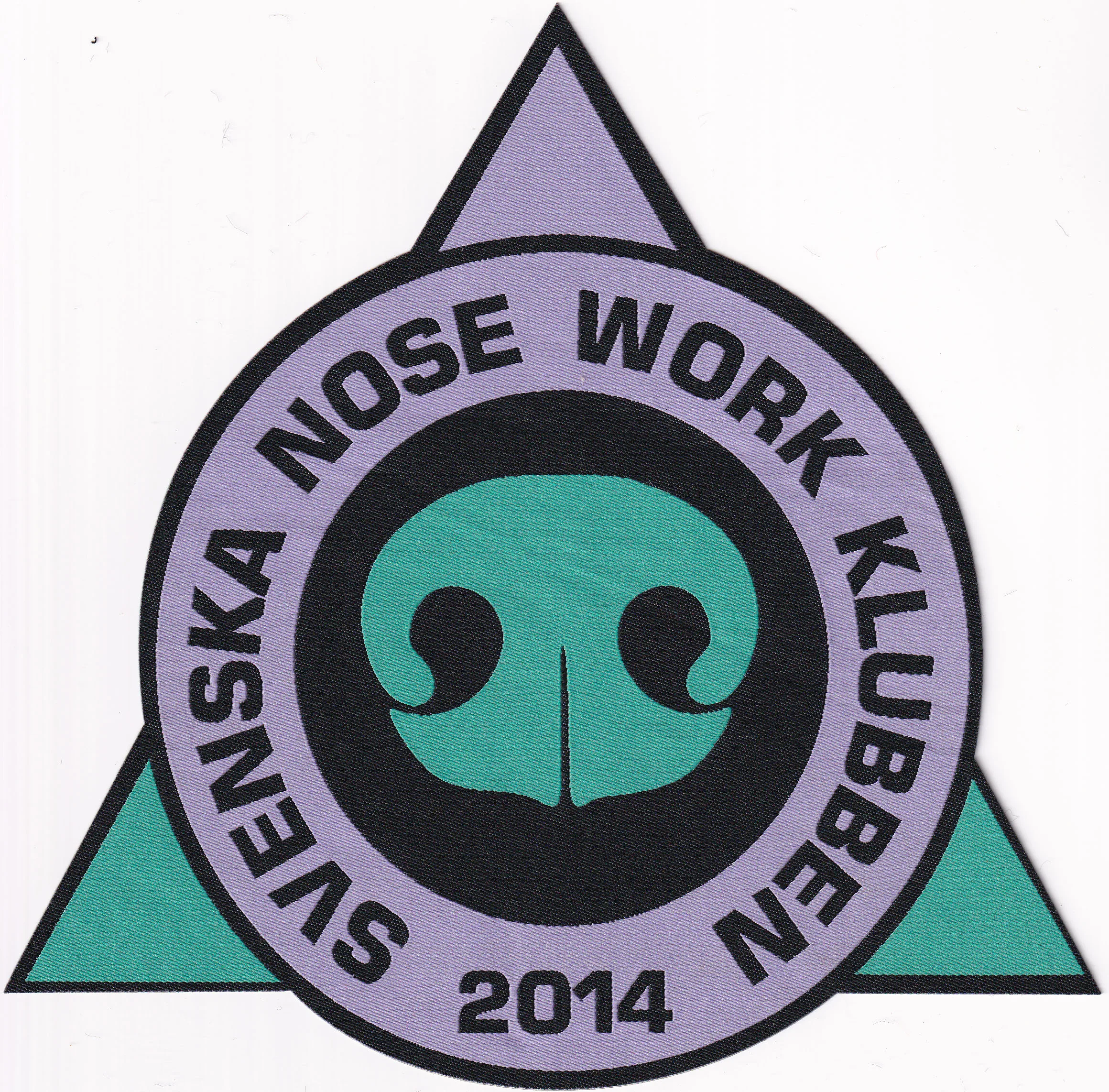 

Custom display of woven label patch: svenska nose work klubben