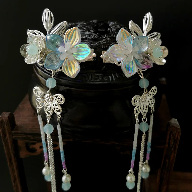A pair Hair Clip Античный стиль аксессуары для волос классические костюмы шаг встряхнуть кисточкой заколки для волос Ретро дикая супер фея ручной работы украшения для волос - Цвет: A pair Hair Clip