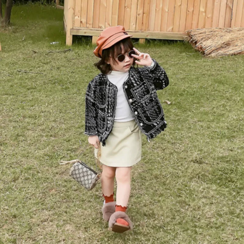 

2019 Autumn New Arrival Girls Fashion Plaid Coat Kids Tweed Coat Kids Tassels Jackets Kids Jacket