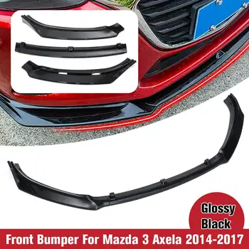 

New 3 Pcs Glossy Black Car Front Bumper Splitter Lip Spoiler Diffuser Guard Protection Cover Trim For Mazda 3 Axela 2014-2017