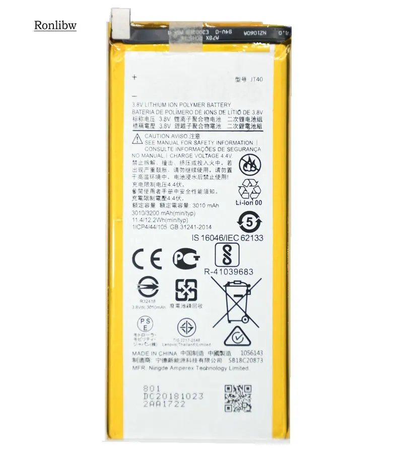 Ronlibw JT40 3200mAh 12.2Wh запасная батарея для Motorola MOTO G6 Plus XT1926-6 XT1926-7 мобильный телефон с бесплатным инструментом