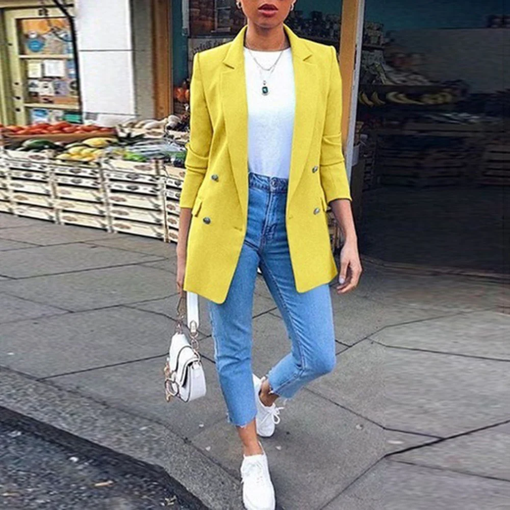sweat suits women Women's Blazer Casual Long Sleeve Blazers Open Front Lapel Cardigan Blazer Jacket Suit Lady Office Overcoat Formal Blazers white pant suit set