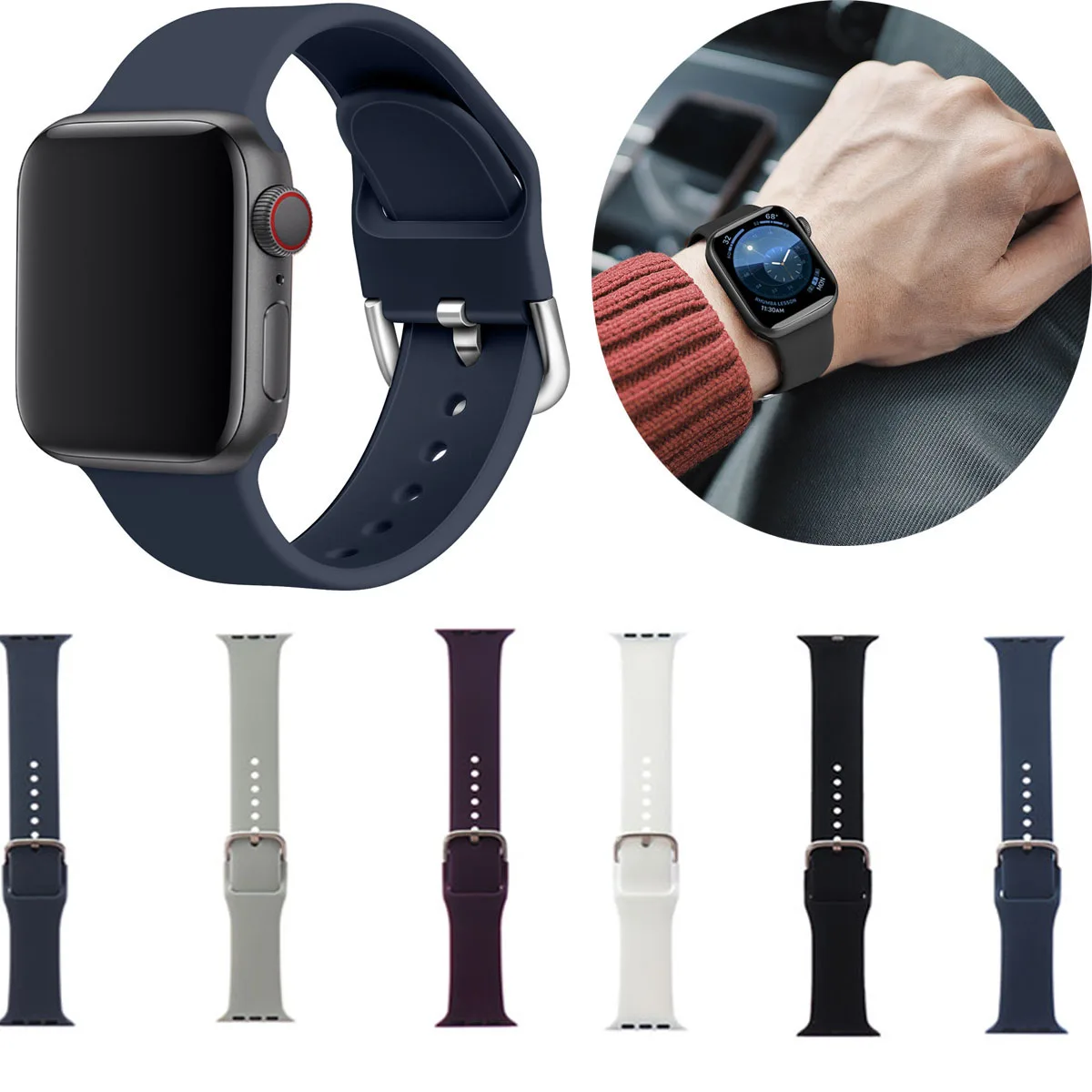 1 шт для наручных часов Apple Watch силиконовый сменный спортивный ремешок петли чехол для телефона на руку серии 4, версия 1, 2, 3, ремешок 38/42/40/44 мм Смарт-часы аксессуары